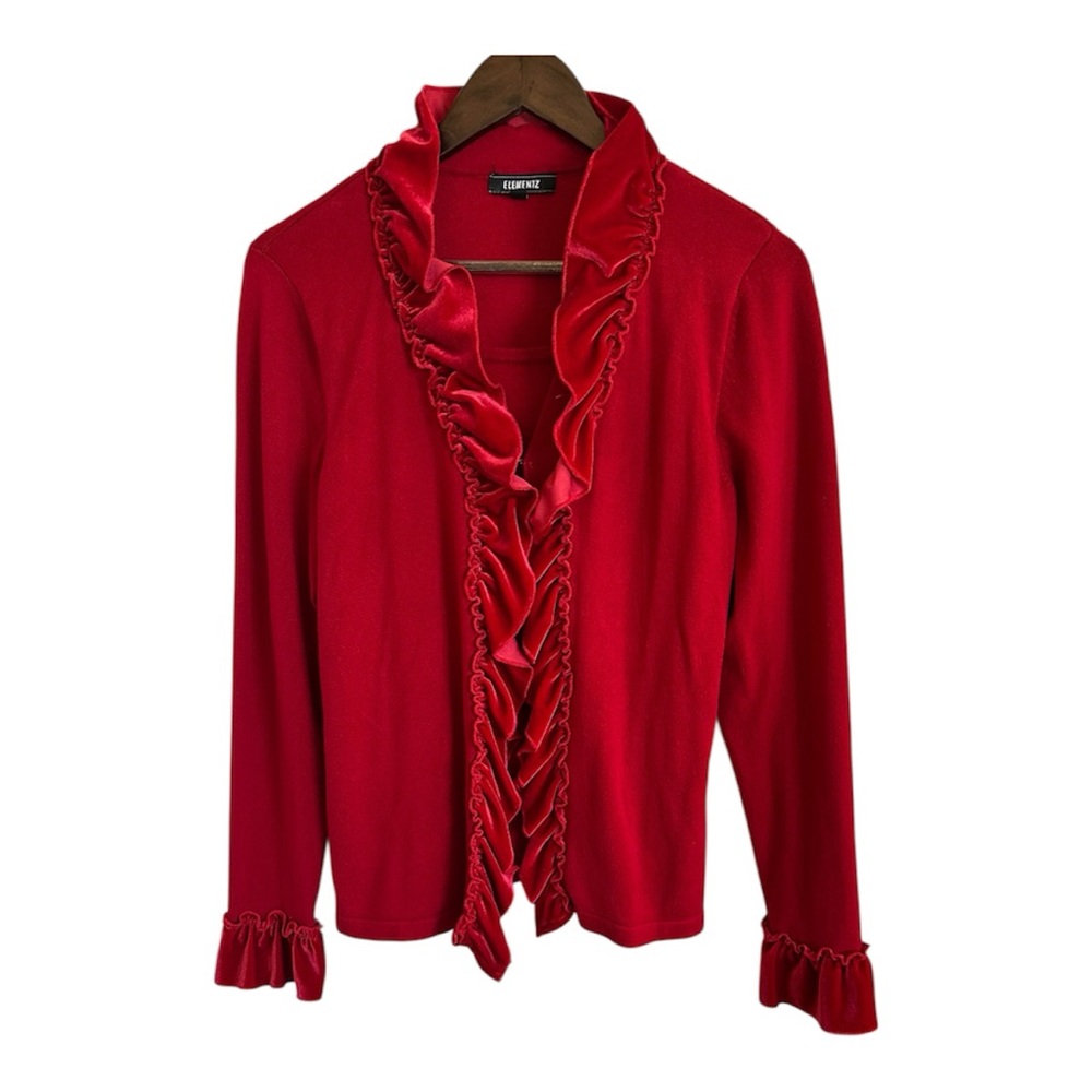 Elementz Y2K red ruffled faux sweater set women L